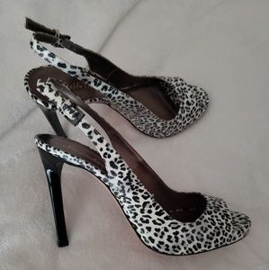 Ernesto Esposito slingback heels animal print